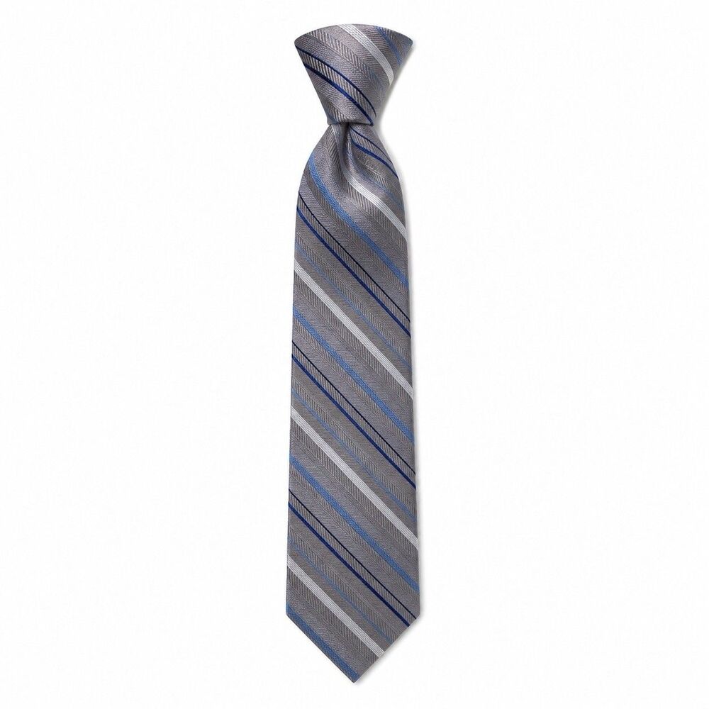 XMI Platinum Repp Stripe Hand Made Standard 100% Silk MSRP $95